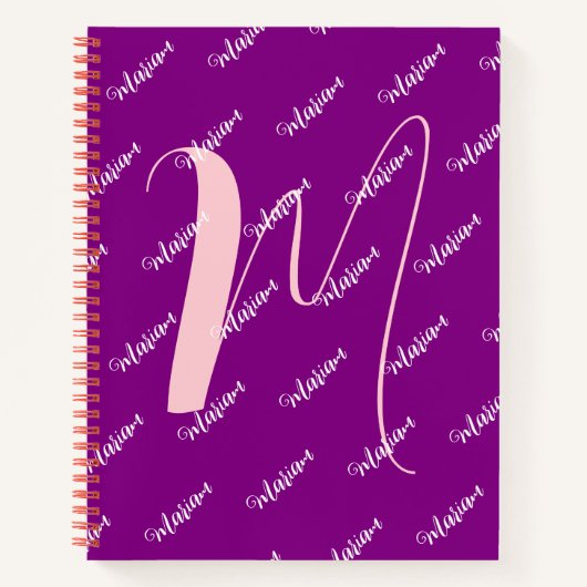 Moderne Paarse kleur - Initiaal naam monogrammed Notitieboek (Voorkant)