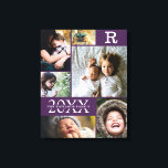 Moderne Paarse kleurenblokfamilie 6 Foto-collage Canvas Afdruk<br><div class="desc">Moderne Paarse kleurenblokfamilie 6 Foto Collage - met persoonlijke familienaam, jaar, en initiaal letter, allen geschikt in een elegante netlay-out. Dit moderne en slanke ontwerp toont 6 van je eigen afbeeldingen prachtig. Verkrijgbaar in verschillende kleurpaden om een kamerdecor aan te passen. Het maakt een geweldige vakantiehuisje voor grootouders, ouders, familie,...</div>