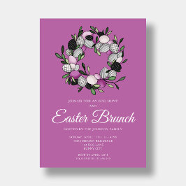 Moderne Paarse Krans Pasen Brunch Kaart
