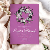 Moderne Paarse Krans Pasen Brunch Kaart