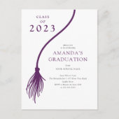 Moderne paarse kwast afstudeerfeest kaart (Voorkant)