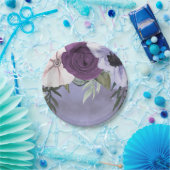 Moderne Paarse Lavendel Bloemrijke Aquarel Bruilof Papieren Bordje (Feest)