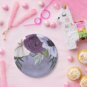 Moderne Paarse Lavendel Bloemrijke Aquarel Bruilof Papieren Bordje (Feest)