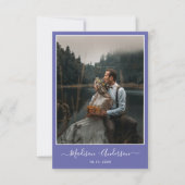 Moderne Paarse lavendel met twee foto bruiloft Bedankkaart (Voorkant)