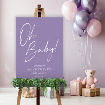Moderne Paarse lavendel Oh Baby Baby shower Welkom