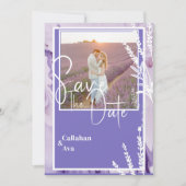 Moderne Paarse Lavendel Save the Date Design (Voorkant)