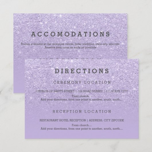 Moderne paarse lavendel tart bruiloft kaart (Voorkant / Achterkant)