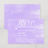 Moderne paarse lavendel waterverf bruiloft RSVP Kaartje (Voorkant / Achterkant)