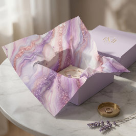 Moderne Paarse Lavendelmarmer met Glitteraders Tissuepapier