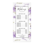 Moderne paarse lavender groene waterverf met flora reclamekaart (Achterkant)