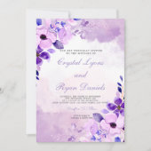 Moderne Paarse lavender Waterverf Floral Wedding Kaart (Voorkant)