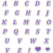 Moderne Paarse letters | Monogram Alfabet Stickers (Voorkant)