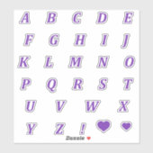 Moderne Paarse letters | Monogram Alfabet Stickers (Vel)