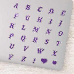 Moderne Paarse letters   Monogram Alfabet Stickers