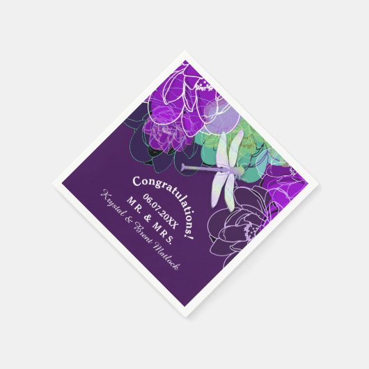 Moderne Paarse libel bloemig Servetten (Hoek)