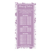 Moderne Paarse lijst met prijzen voor meisjes in s Reclamekaart (Voorkant)