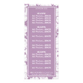 Moderne Paarse lijst met prijzen voor meisjes in s Reclamekaart (Achterkant)