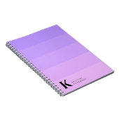Moderne Paarse Lila Lavendel Classic Monogram Notitieboek (Rechterzijde)