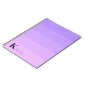 Moderne Paarse Lila Lavendel Classic Monogram Notitieboek (Linkerzijde)