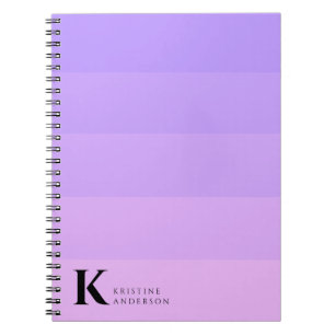 Moderne Paarse Lila Lavendel Classic Monogram Notitieboek