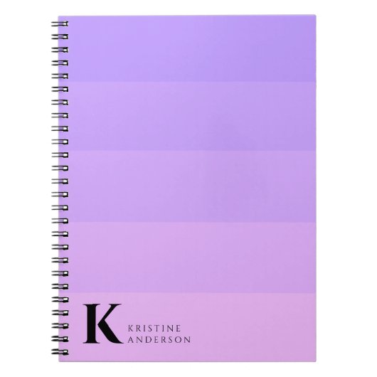 Moderne Paarse Lila Lavendel Classic Monogram Notitieboek (Voorkant)