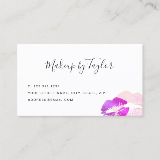 Moderne paarse lippen maken keukenkunstenaar visitekaartje (Achterkant)