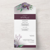 Moderne Paarse Lotus Waterverf met handbeschilderd All In One Uitnodiging (Binnen)