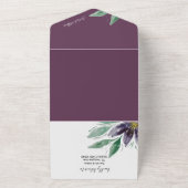 Moderne Paarse Lotus Waterverf met handbeschilderd All In One Uitnodiging (Buitenkant)