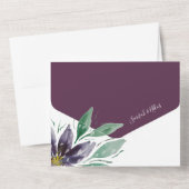 Moderne Paarse Lotus Waterverf met handbeschilderd All In One Uitnodiging (Achterkant)