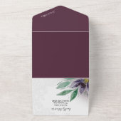 Moderne Paarse Lotus Waterverf met handbeschilderd All In One Uitnodiging (Buitenkant)