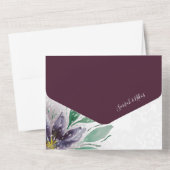 Moderne Paarse Lotus Waterverf met handbeschilderd All In One Uitnodiging (Achterkant)