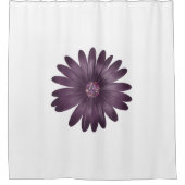 Moderne paarse madeliefje met glitter op wit douchegordijn (Voorkant)