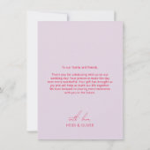 Moderne Paarse magenta foto bruiloft Hartelijk dan Bedankkaart (Achterkant)