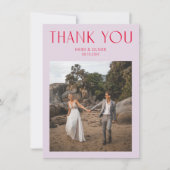 Moderne Paarse magenta foto bruiloft Hartelijk dan Bedankkaart (Voorkant)