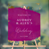 Moderne Paarse magenta gouden bruiloft welkom Acryl Bord (Neutraal)