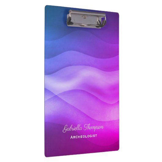 Moderne Paarse Magenta gradiënt Abstracte Golven Klembord (Rechts)