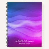 Moderne Paarse Magenta gradiënt Abstracte Golven Notitieboek (Voorkant)