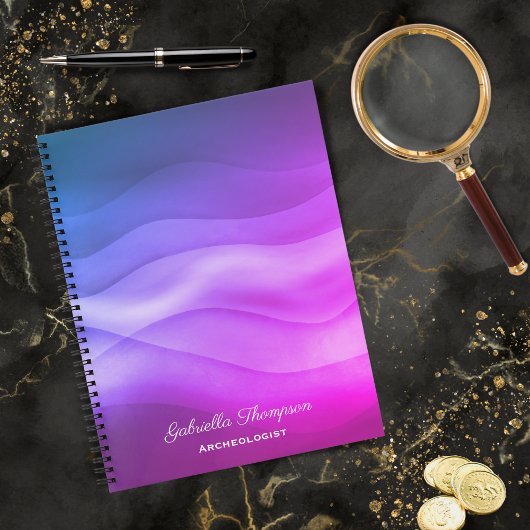 Moderne Paarse Magenta gradiënt Abstracte Golven Notitieboek