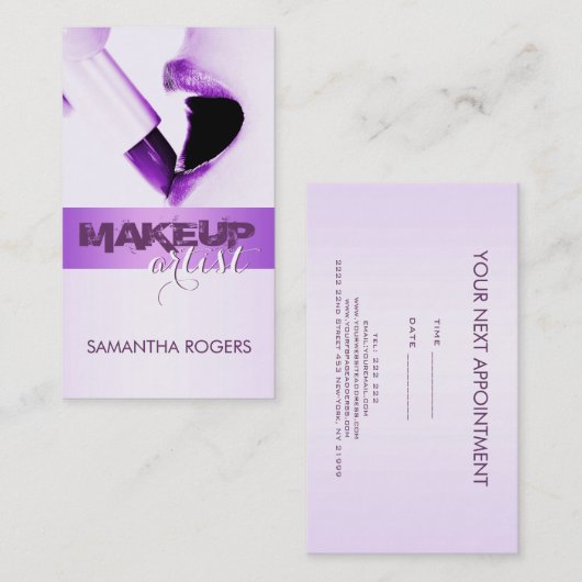 Moderne Paarse make-up artiest Visitekaartje (Voorkant / Achterkant)