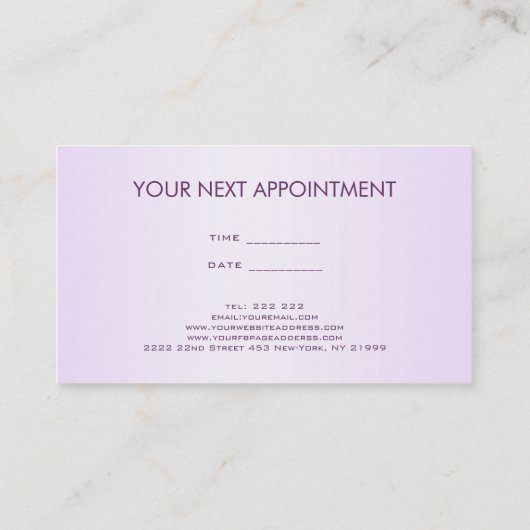 Moderne Paarse make-up artiest Visitekaartje (Achterkant)