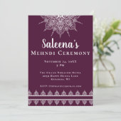 Moderne Paarse Mandala Mehndi Ceremonie Kaart (Staand voorkant)