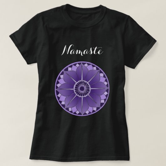 Moderne Paarse Mandala Namaste T-shirt (Design voorkant)
