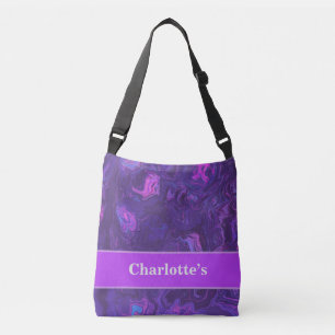 Moderne Paarse marmer Abstract Terug naar school Crossbody Tas