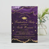 Moderne Paarse marmer Agate Graduation Party Kaart (Staand voorkant)