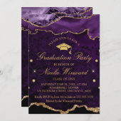 Moderne Paarse marmer Agate Graduation Party Kaart (Voorkant / Achterkant)