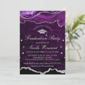 Moderne Paarse marmer Agate Graduation Party Kaart (Staand voorkant)