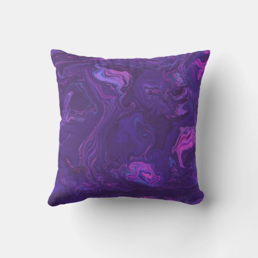 Moderne Paarse Marmeren Abstracte Kunst Kussen (Achterkant)