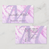Moderne Paarse marmeren make-up artist Visitekaartje (Voorkant / Achterkant)