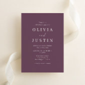 Moderne Paarse Mauve bruiloft uitnodiging