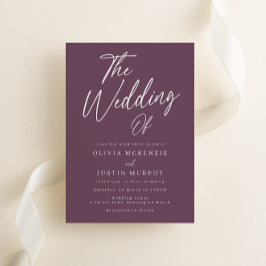 Moderne Paarse Mauve Script bruiloft Kaart